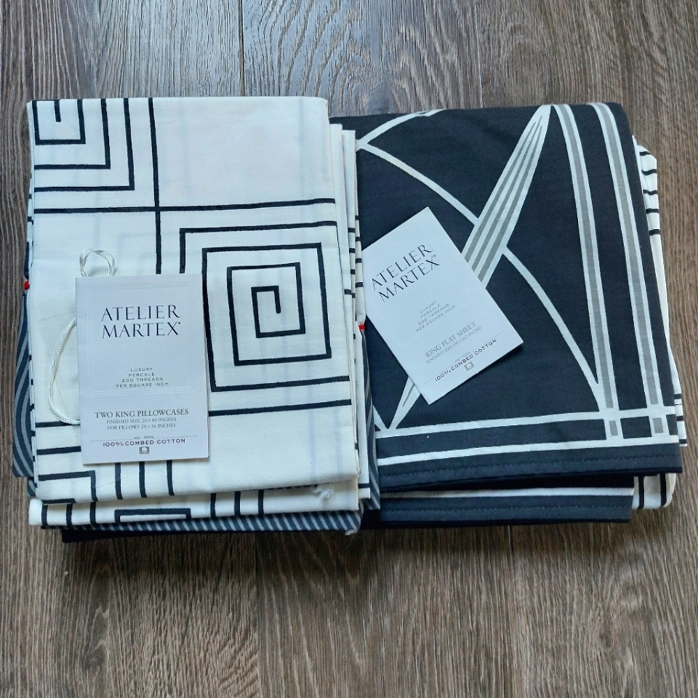Vintage Atelier Martex king size pillow cases + flat sheet set NWT